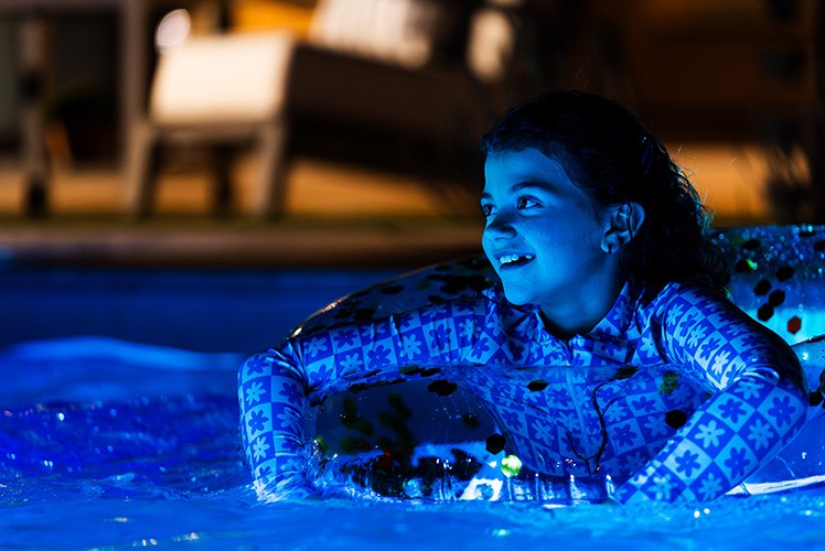 LED pool lighting colorful night