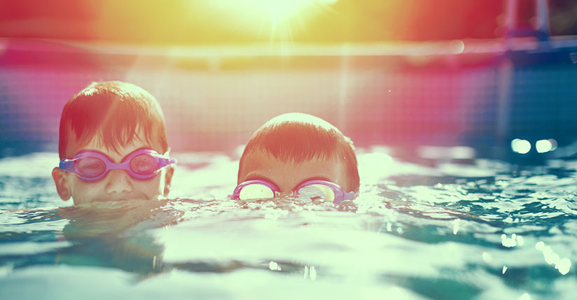 Heated pool kids swimming